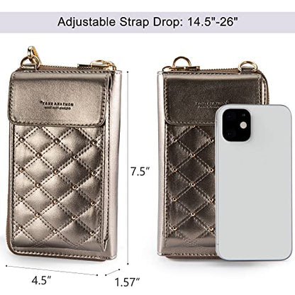 Montana West Crossbody Cell Phone Purse for Women RFID Blocking Cellphone Wallet - color: Bronze