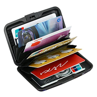 ELFISH RFID Aluminum Wallet Credit Card Protector Case Holder for Men Women - color: Gold Purple Marble