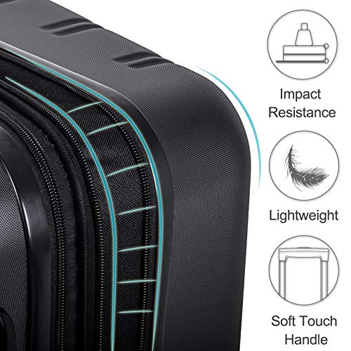 Merax Luggage Sets 3 Piece,Hard Case Suitcase 20/24/28 IN,Black - color: Black-2, style: 3 Piece-20+24+28