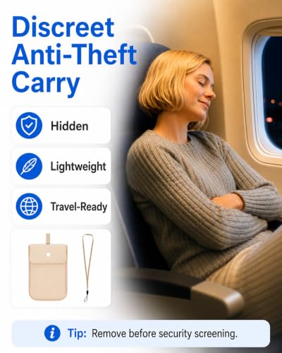 RFID-Blocking Travel Bra Wallet, Hidden Money Pouch with Elastic Strap - color: Nude, size: Credit Card Size