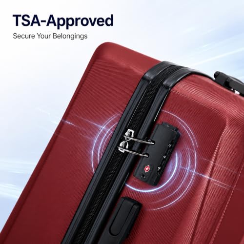 20/24/28 Inch Hardshell Suitcase Set, ABS Luggage Set with TSA Lock 5 Piece - color: Red
