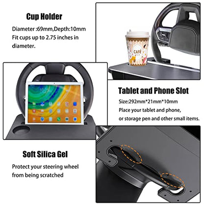 Steering Wheel Tray - 2 in 1 Car Seat Gap Filler Organizer, Multipurpose Table Tray for Eating, Drinking, Laptop - size: 14.6" * 11"