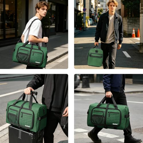 Goloni 65L Foldable Duffle Bag for Travel, Large Durable Travel Duffel Bag - color: Green