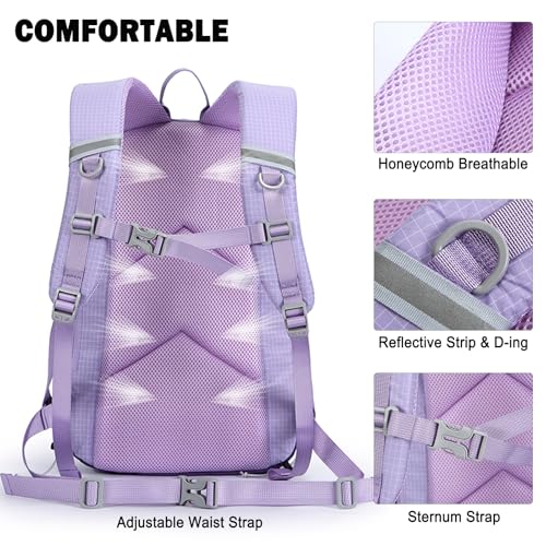 Eslcorri 22L Light Hiking Backpack Daypack with Trekking Pole Holder - Pink - color: 23l-pink
