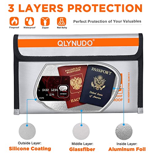 Fire Proof Money Bag for Cash, Small Motorcycle Document Holder, 2-Pack - color: silver+black