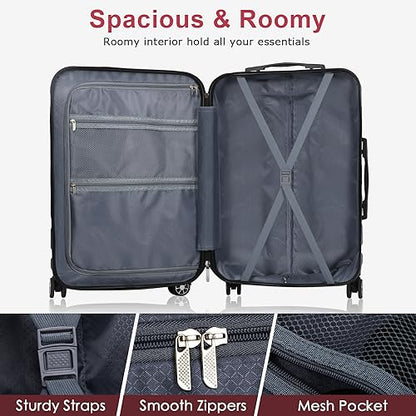 Luggage Sets Hardside Lightweight Suitcase with Spinner Wheels TSA Lock, 3-Piece Set (20/24/28) - color: Red