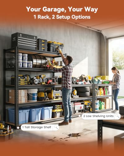 CypBed Garage Shelving Unit,5 Tier, 35.54" W x 16" D x 72" H,Black - size: 72" H x 35.6" W x 16"D
