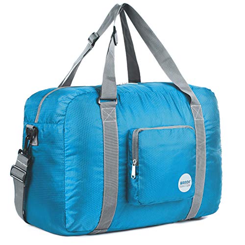 WANDF Foldable Personal Item Travel Bag, Carry on Duffle Bag - color: Blue 40L