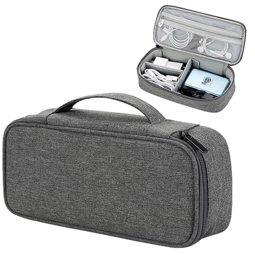 Teskyer Tech Organizer Pouch with Handle, Dark Grey - color: Dark Grey, size: Single Layer