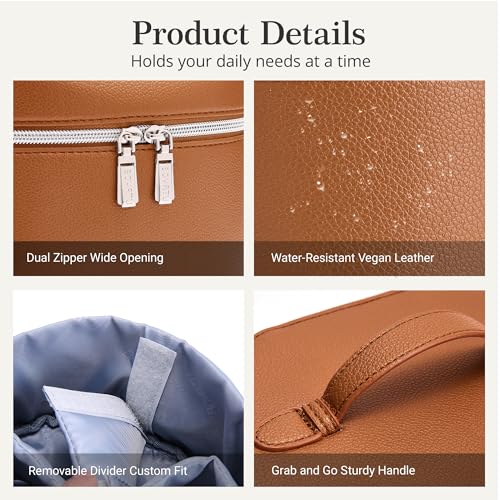 BOYATU Makeup Bag Vanity Case: Vegan Leather Cosmetic Bag for Women - color: 01 Brown