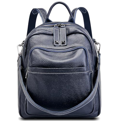 BOYATU Genuine Leather Backpack Purse Women: Convertible Elegant Backpacks - color: 08 Medium-royal Blue