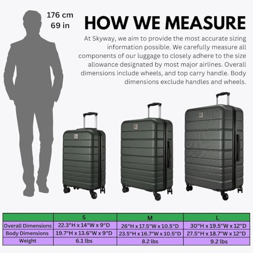 Skyway Epic 2.0 Hardside Lightweight and Durable ABS Shell Luggage, Spacious with 8-Wheel Spinners, Comfort Grip with Telescoping Handle, Men and Women, Thyme, 2-Piece Set (20,28) - color: Thyme, size: 2-Piece Set (20, 28)