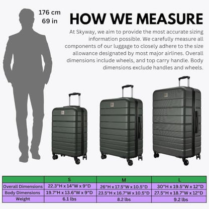 Skyway Epic 2.0 Hardside Lightweight and Durable ABS Shell Luggage, Spacious with 8-Wheel Spinners, Comfort Grip with Telescoping Handle, Men and Women, Thyme, 2-Piece Set (20,28) - color: Thyme, size: 2-Piece Set (20, 28)