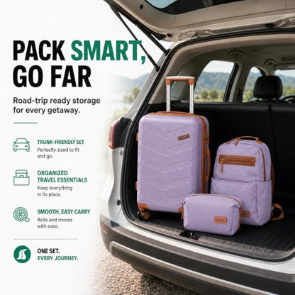 CONCEPTEN Expandable Luggage Sets 5 Piece Suitcases with Spinner Wheels - color: Purple, size: 3 Piece