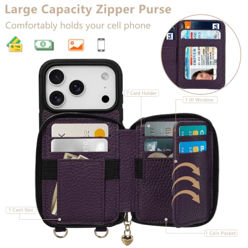 Lanyard Wallet Case for iPhone 18 Pro iPhone 17 Pro Darkpurple - color: Darkpurple, size: 6,3“ iPhone17/18 Pro