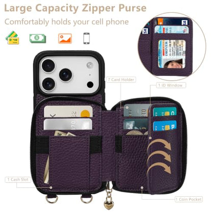 Lanyard Wallet Case for iPhone 18 Pro iPhone 17 Pro Darkpurple - color: Darkpurple, size: 6,3“ iPhone17/18 Pro