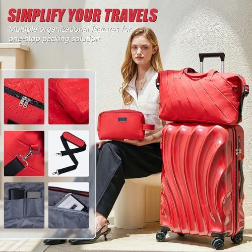 Cosbarn Luggage Sets 3 Piece Suitcases with Wheels, Suitcase Set, ABS+PC Hardshell Luggage with Phone Holder, Lightweight Carry on Luggage with TSA Lock Spinner Wheels - color: SkyBlue, size: 3 Piece Sets (20/DB/TB)