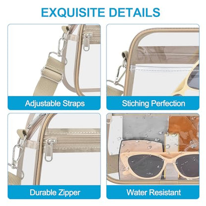 Clear Bag for Stadium Events Stadium Approved Women's Top-Handle Handbags - color: Light Khaki, size: Small