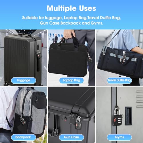 Safe Skies 3-Digit TSA Lock 4-Pack Black – Easy Set for Luggage - color: 4 PACK BLACK