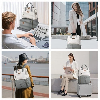 Maelstrom 15.6-17.3" Laptop Backpack with Lunch Box, Work Bag for Women Men - color: Gray-beige