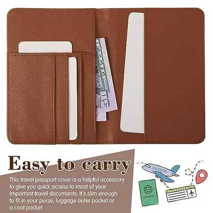 Frienda 2 Pcs Passport Holder Covers Waterproof Leather - color: Brown and Black