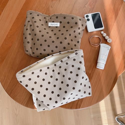 Wudygirl Makeup Bag for Women Travel Cosmetic Bag 10.5"x7.5" Brown Dot - color: Brown Dot