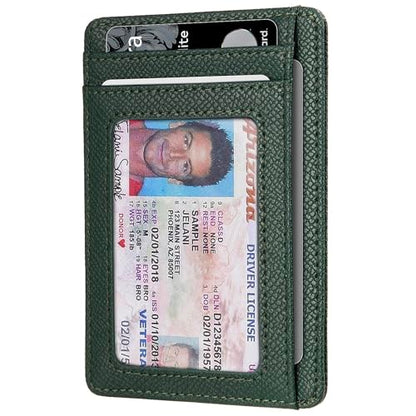 RUNBOX Slim Wallet for Men and Women, RFID Blocking Leather Card Holder - color: HERM NEW-Palm Lines Green