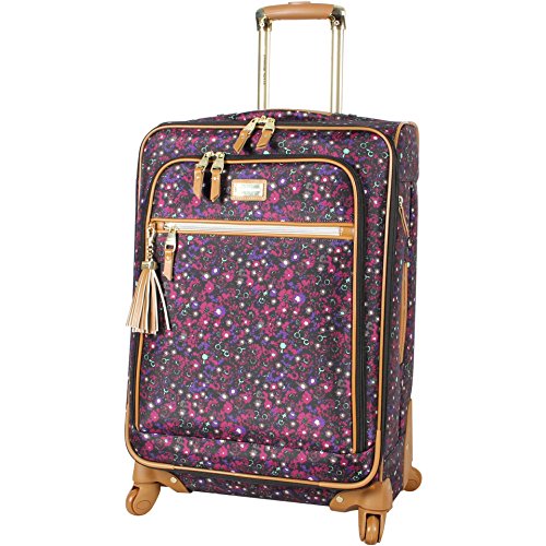 Steve Madden Designer Luggage Collection - Expandable 28 Inch Softside Bag for Men & Women - Durable Lightweight Checked Suitcase with 4-Rolling Spinner Wheels (Dark Purple) - color: Dark Purple