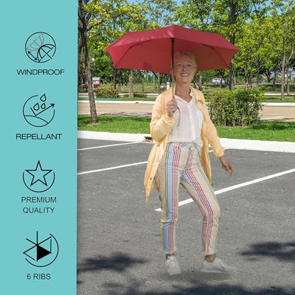 Knirps U.200 Ultra Light Duomatic Automatic Open Rain Umbrella - Compact Windproof Travel Umbrella for Adults - 97cm Diameter Retractable With Carrying Case - color: Cider Heatshield