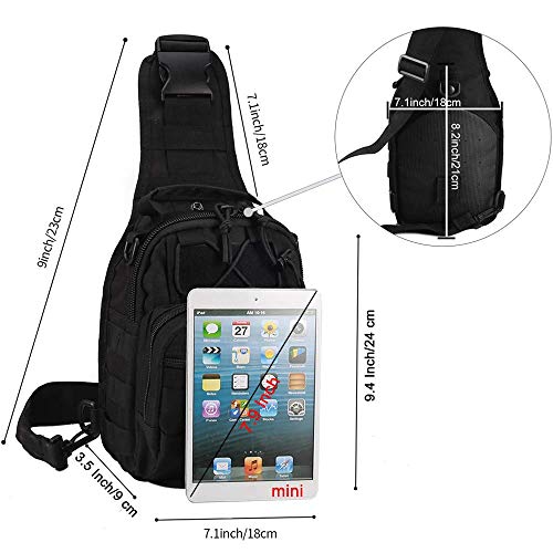 Tactical Shoulder Bag,1000D Outdoor Military Sling Daypack Backpack - color: 2 Pack Black and Green