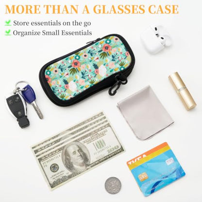 WOZEAH Double Eyeglass Case with 2 Compartments, Travel Eyewear Organizer for Two Pairs of Glasses - color: Army Green
