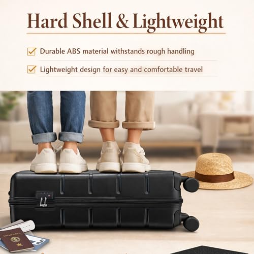 3 Piece Luggage Set, Expandable, 20/24/28 Inch,Black - color: Black, size: 3 Piece Set