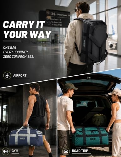 MIER Men's 60L Gym Duffle Bag Large Weekender Travel Duffel Backpack, Gray - color: Grey