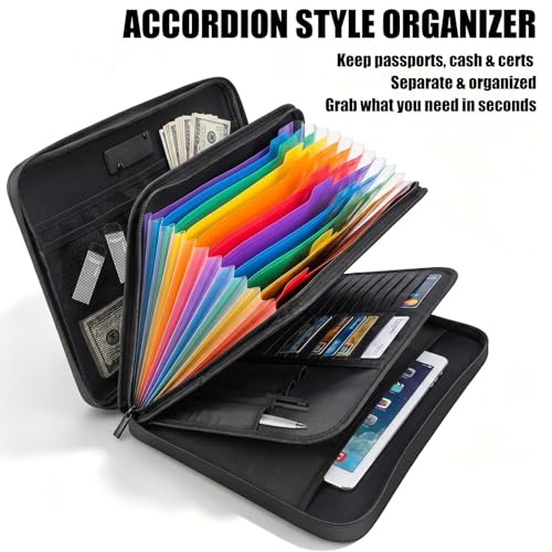 Hard Shell Document Organizer with Lock for Passport, Cash & Certificates