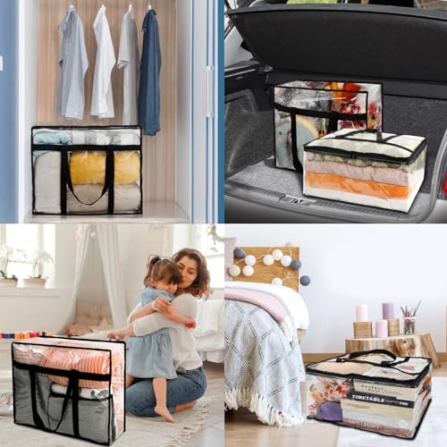 6Pack Clear Blanket Storage Bags Comforter Clothes Storage Moving Bag, 60L - size: 6X60L