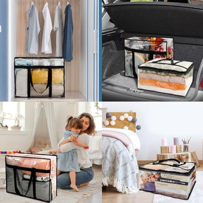 6Pack Clear Blanket Storage Bags Comforter Clothes Storage Moving Bag, 60L - size: 6X60L