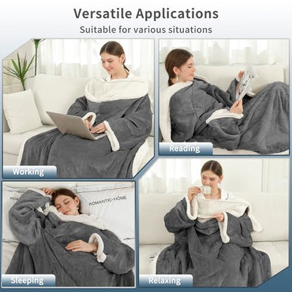 ESTINGO Wearable Heated Blanket with Foot Pocket, Heated Electric Blanket - color: Grey, size: 50"x70"