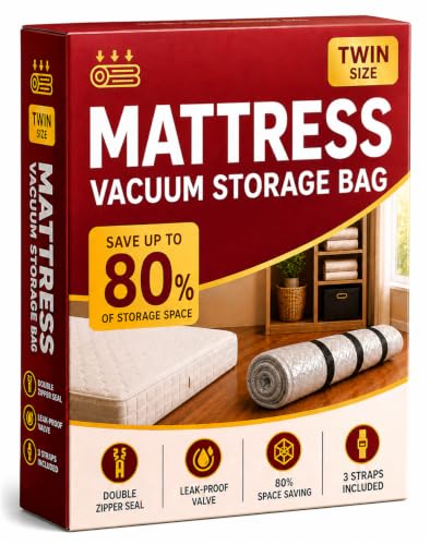 Mattress Vacuum Bag with Straps for Moving & Storage, Twin/Twin XL - size: Twin/Twin XL