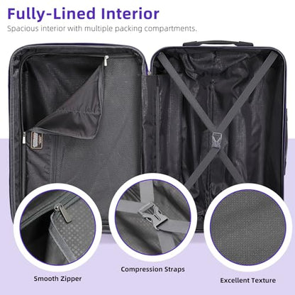 LARVENDER Carry on Luggage Sets 3 Piece, 20in Suitcase Set, Midnight Berry - color: Midnight Berry 20in, size: 3 Piece Set (20/DB/TB)