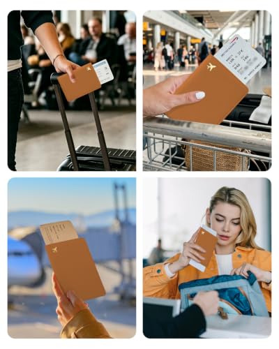 Passport Holder for Travel - RFID Blocking for Women & Men - color: Dark Brown