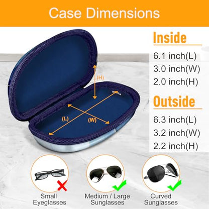 FINTIE Sunglasses Case with Carabiner, Hard Shell Shockproof Sport Glasses - color: Ocean Marble