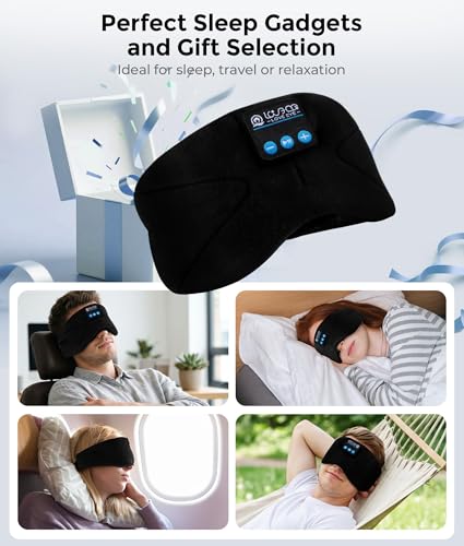LOVE EYE Sleeping Eye Mask with Bluetooth 5.4 Headphones for Side Sleepers - color: Black