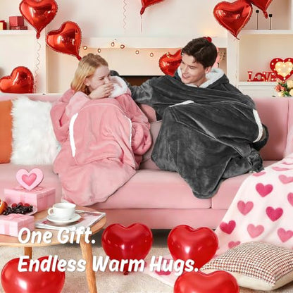 yescool Wearable Blanket Hoodie as Christmas Birthday Gifts for Women Mom - color: Pink, size: Oversized