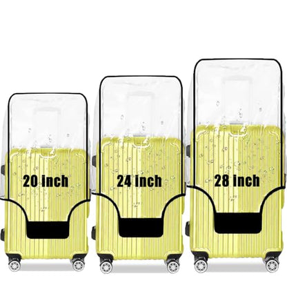 3-Piece Set (20/24/28 Inch) Clear Suitcase Cover (Black Trim) - color: Black Trim-0.2mm, size: 20/24/28" Suitcase Cover.