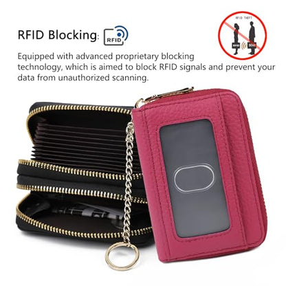 imeetu RFID Credit Card Holder, Small Card Wallet Women, Leather Card Case - color: Max - Fuchsia, size: Max