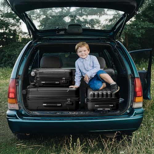 Karl home Luggage Set of 3 Hardside Suitcase Sets - Black (20/24/28) - color: Black, size: 3 Piece Set