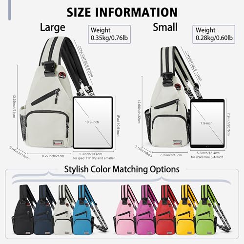 Geestock Convertible Sling Bag Crossbody Backpack for Women Men, Blue - color: Off-white, size: Large