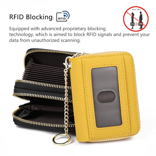 imeetu RFID Credit Card Holder, Small Card Wallet Women, Leather Card Case - color: Max - Yellow, size: Max