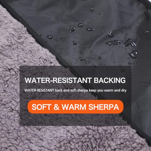 REDCAMP 79"x59"Large Outdoor Camping Blanket Sherpa Fleece Lining, Black - color: Matte Black, size: 59"x 79"