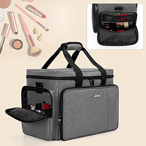 BAFASO Large Makeup Bag Cosmetic Bag with Removable Dividers, Gray - color: Gray
